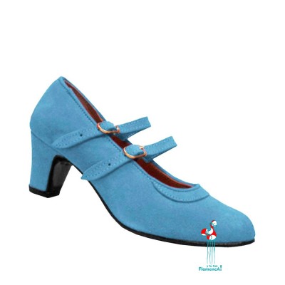 Zapato flamenco amateur celeste 2 correas