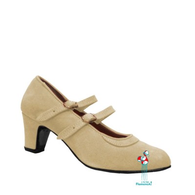 Zapato flamenco amateur beige 2 correas