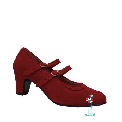 Zapato flamenco amateur granate dos correas