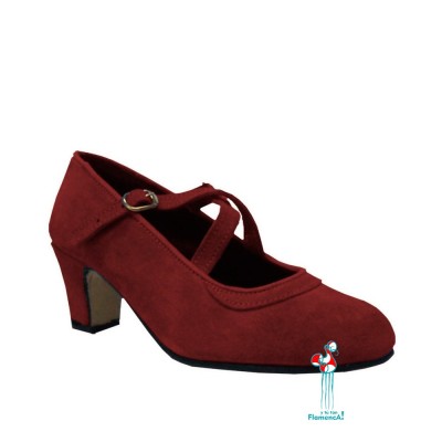 Zapato flamenco amateur granate correas cruzadas