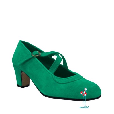 Zapato flamenco correas cruzadas verde