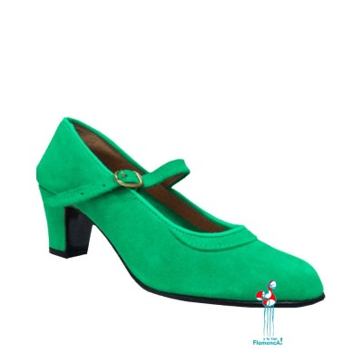 Zapato flamenca ante en verde
