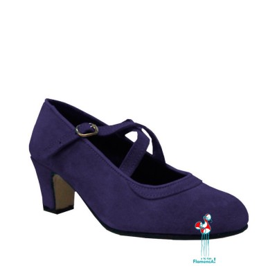 Zapato flamenco amateur morado correas cruzadas