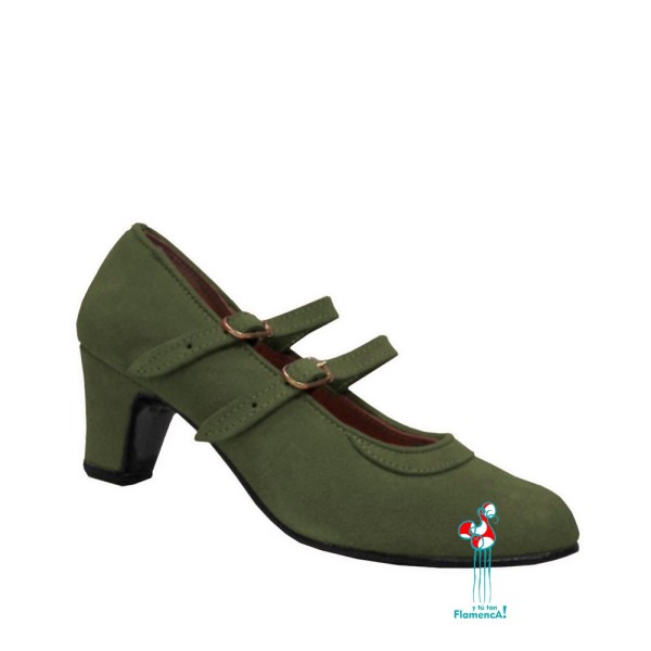 Zapato flamenco amateur verde militar