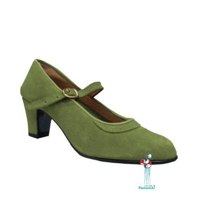 Zapato flamenca verde militar