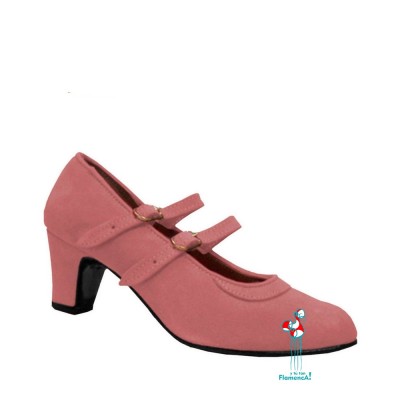 Zapato flamenco amateur rosa dos correas