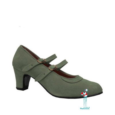 Zapato flamenco amateur gris dos correas