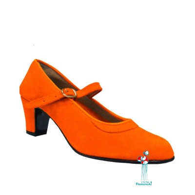Zapato flamenco amateur naranja una correa