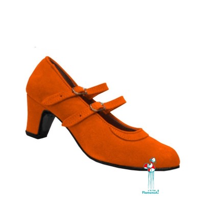 Zapato flamenco amateur naranja dos correas