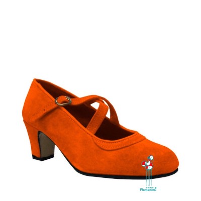 Zapato flamenco amateur naranja correas cruzadas