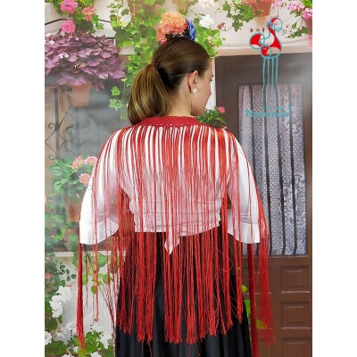 Pico de flamenco rojo con flecos rojos