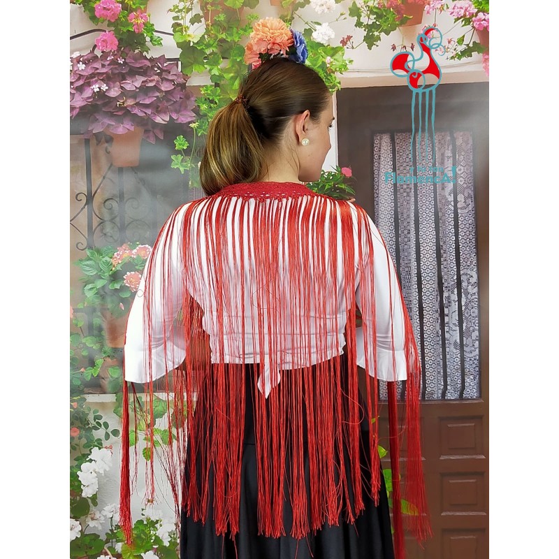 Pico de flamenco rojo con flecos rojos