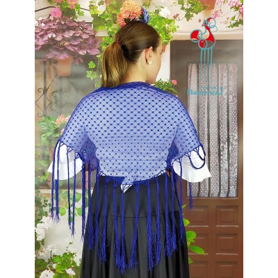 Pico de flamenco azul con flecos