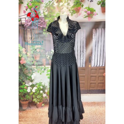 Camisa de flamenco negra calada talla M