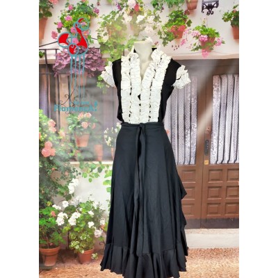 Falda de flamenco estilo pareo negra talla única
