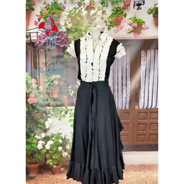 Falda de flamenco estilo pareo negra talla única