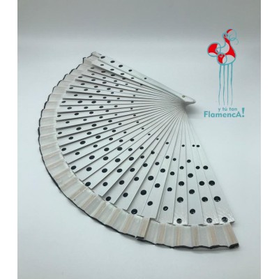 Abanico blanco con lunares de flamenco