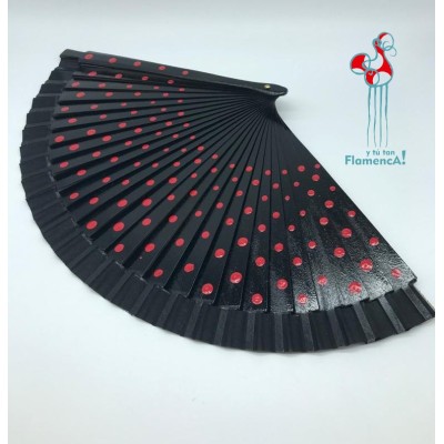 Abanico negro con lunares de flamenco