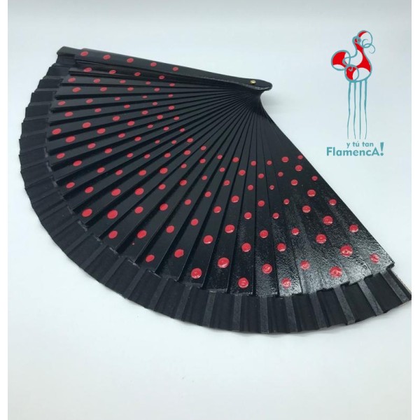 Abanico negro con lunares de flamenco