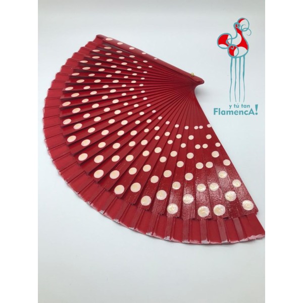 Abanico rojo con lunares blanco de flamenco