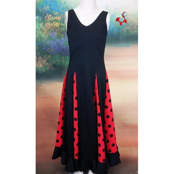 Vestido de flamenco negro y rojo con lunares niña