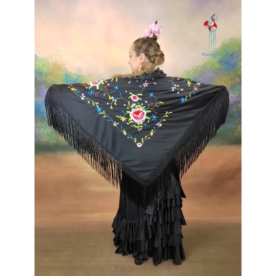 Pico negro estampado flores de flamenco