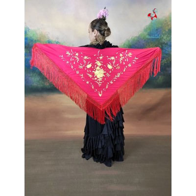 Pico rojo flores doradas de flamenco