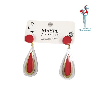 Pendiente de flamenca lágrima rojo
