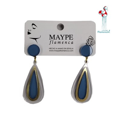 Pendiente de flamenca lágrima azul