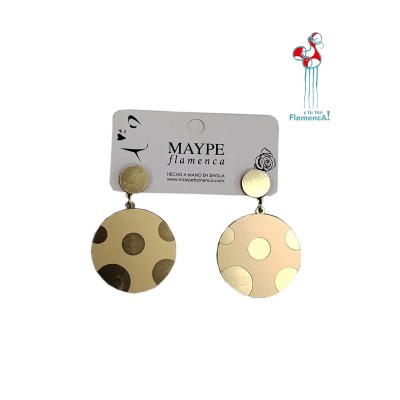 Pendiente de flamenca oro lunares redondos