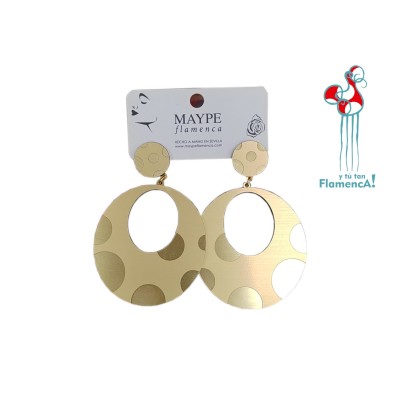 Pendientes de flamenca redondos oro lunares
