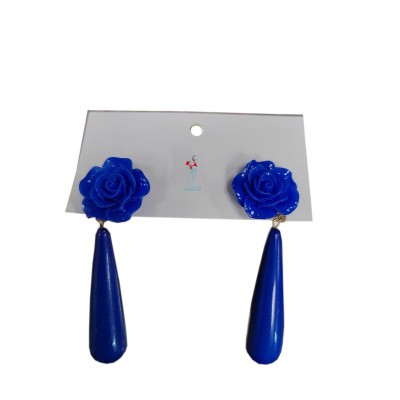Pendientes de flamenca azules flores