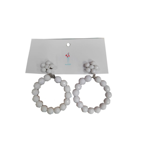 Pendientes de flamenca blancos bolitas