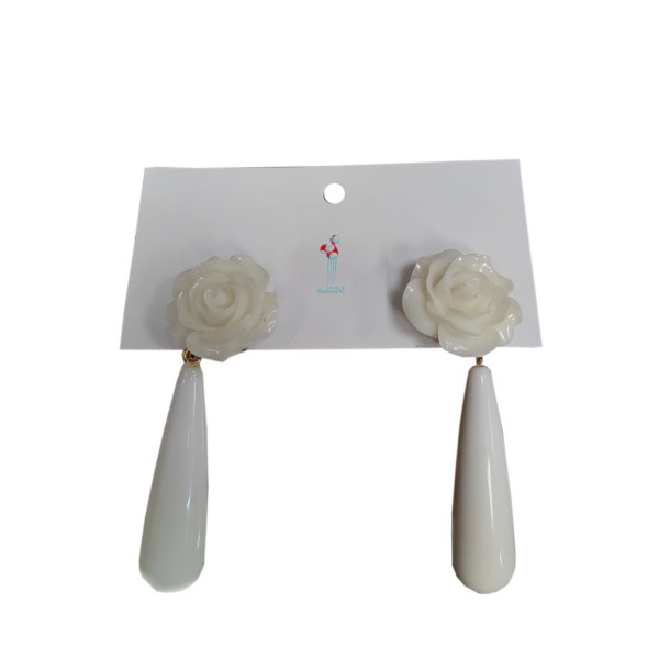 Pendientes de flamenca blancos flores