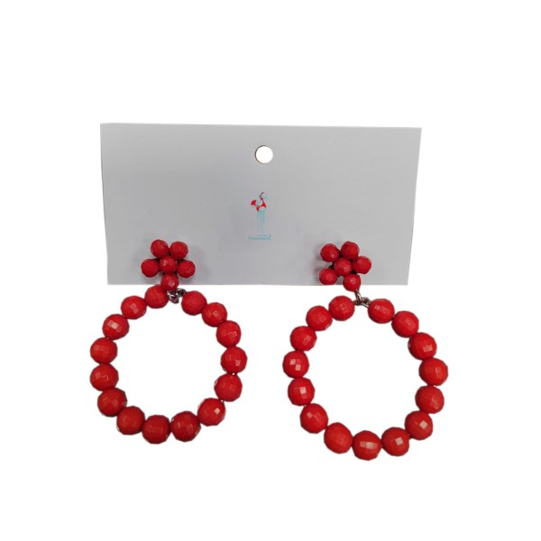 Pendientes de flamenca rojo bolitas
