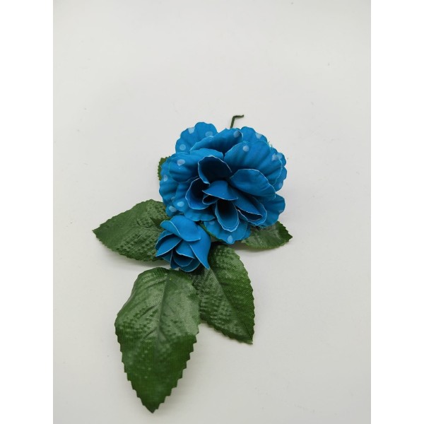 Flor azul con lunares blancos de flamenca para niña