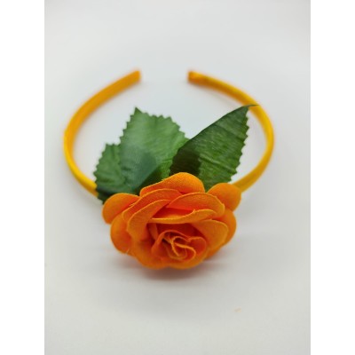 Diadema con flor naranja para niña