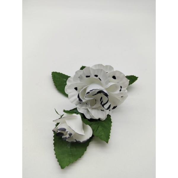 Flor blanca lunares negros de flamenca para niña