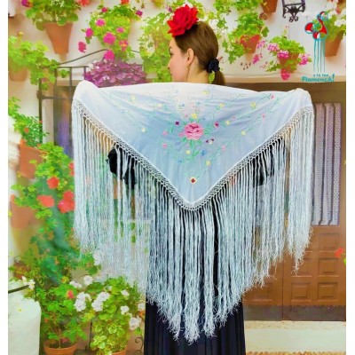 PICO DE FLAMENCA BLANCO FLORES BORDADAS