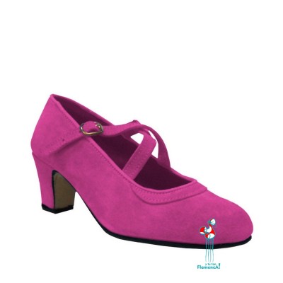 Zapato flamenco amateur  fucsia correas cruzadas