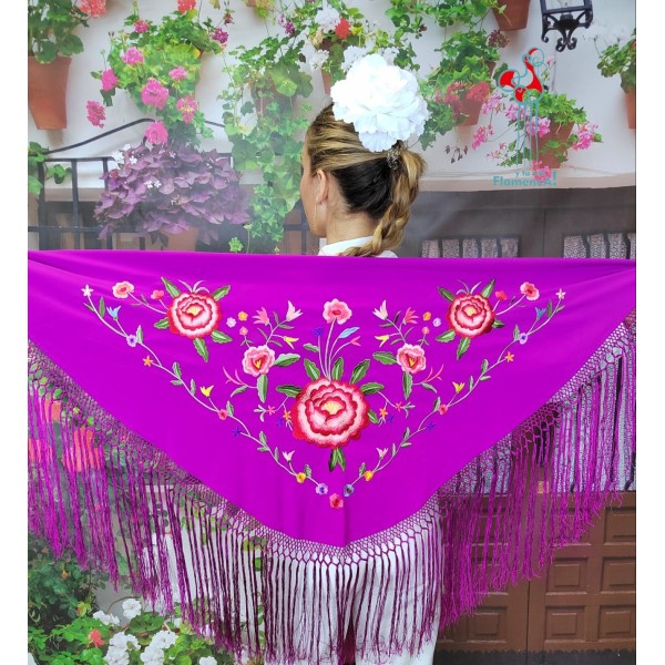 Mantón de flamenca Buganvilla bordado