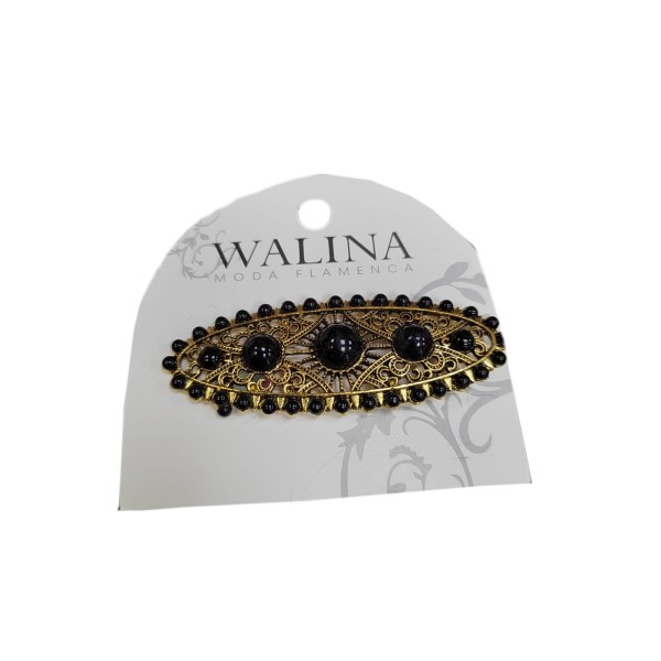 Adorno alfiler piedras negras