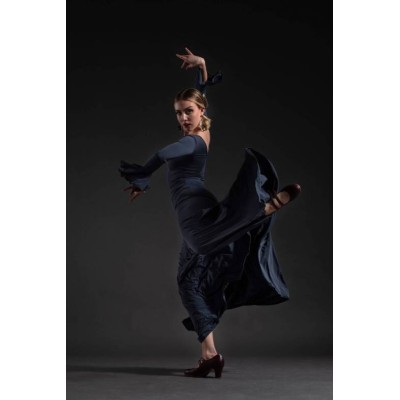 Falda flamenca Cala con fajín de baile flamenco de uso profesional y ensayo.