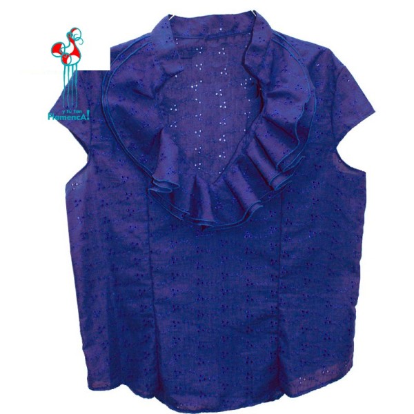 Camisa flamenca sin mangas rebajada azul