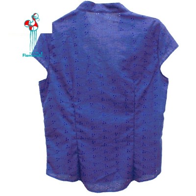 Camisa flamenca sin mangas rebajada azul
