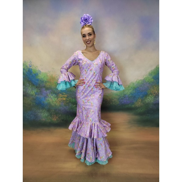 Traje de flamenca Esther Talla 40 estampado con volantes