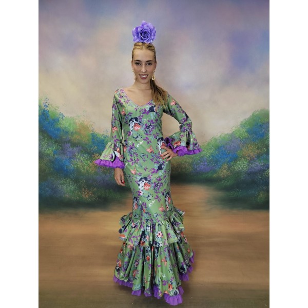 Traje de flamenca Carlina talla 42 estampado con volantes