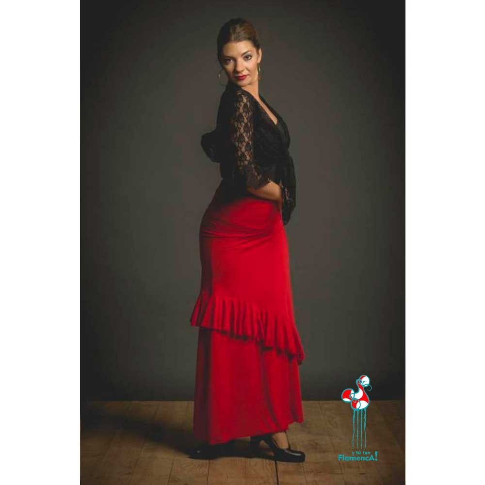 Falda de ensayo de flamenca o uso profesional económica de color rojo