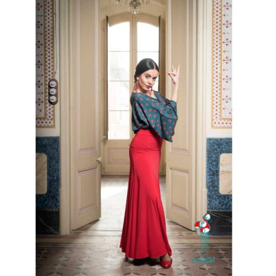 Falda flamenca Cala con fajín de baile flamenco de uso profesional y ensayo.