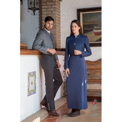 Traje campero ojo de perdiz hilatura fina combinado